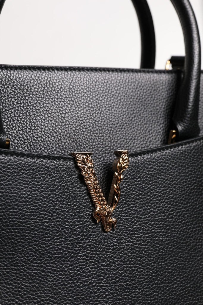 Versace Black Large Leather Top Handle Shoulder Crossbody Bag - Beyzy Store - Versace