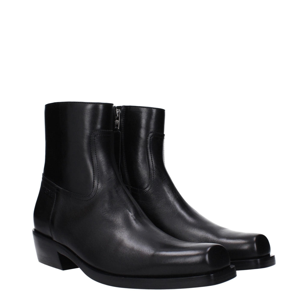 Versace Black Leather Ankle Boots - Beyzy Store - Versace