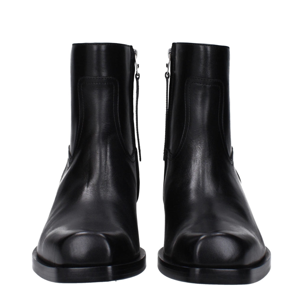Versace Black Leather Ankle Boots - Beyzy Store - Versace