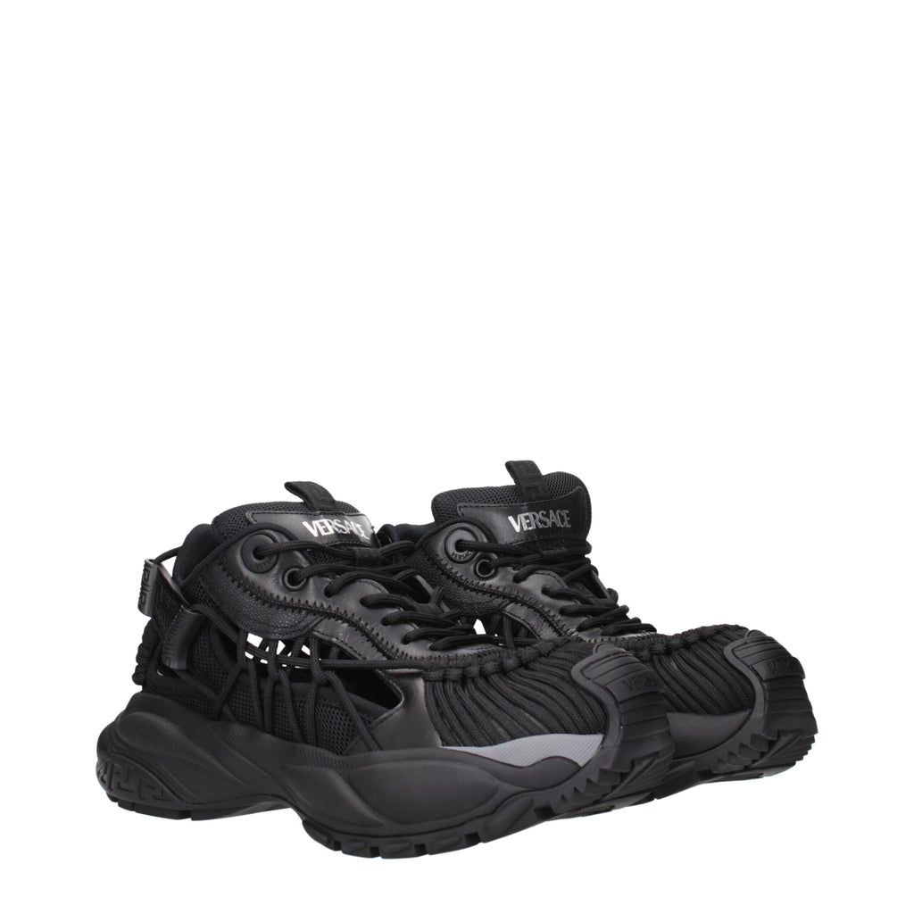 Versace Black Leather Athletic Sneakers - Beyzy Store - Versace