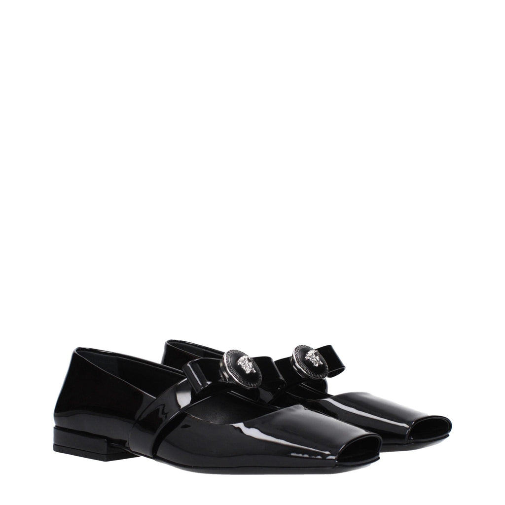 Versace Black Leather Ballet Flat - Beyzy Store - Versace