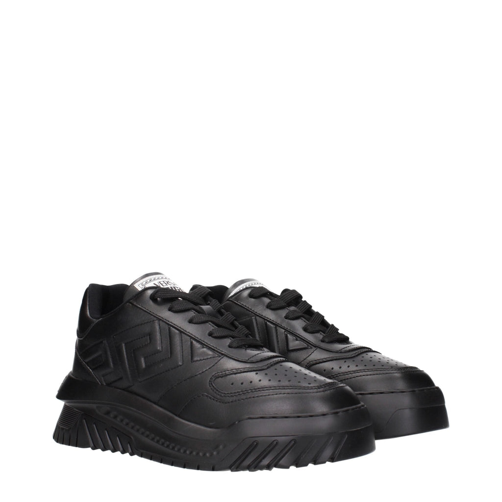 Versace Black Leather Chunky Sneakers - Beyzy Store - Versace