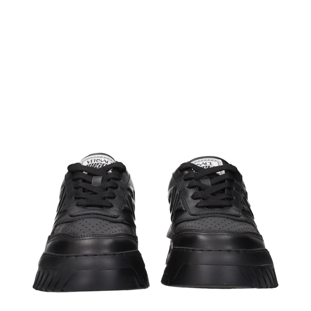 Versace Black Leather Chunky Sneakers - Beyzy Store - Versace
