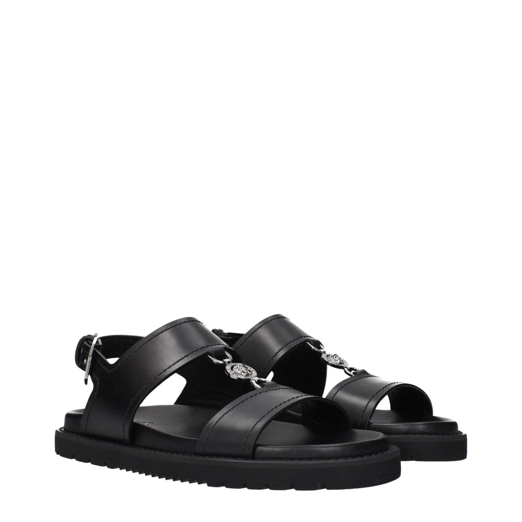 Versace Black Leather Sandals - Beyzy Store - Versace