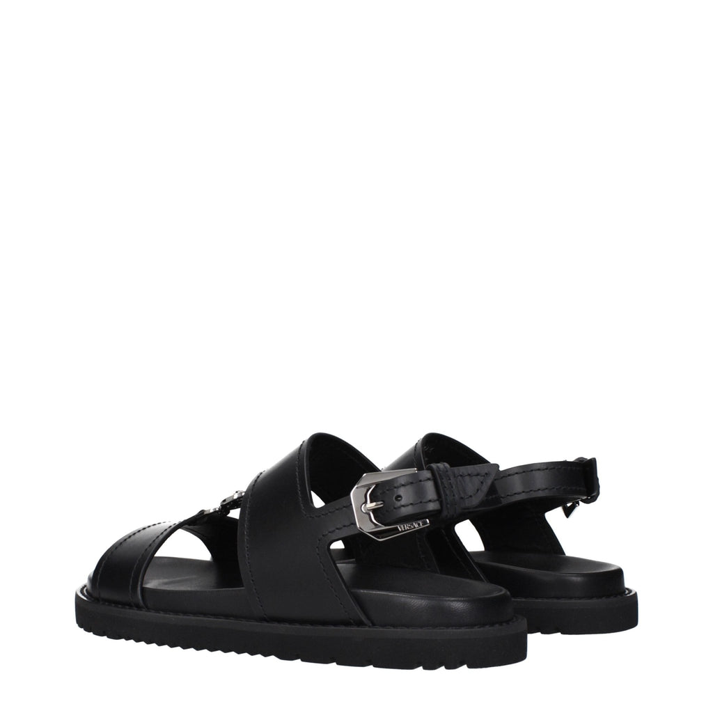 Versace Black Leather Sandals - Beyzy Store - Versace