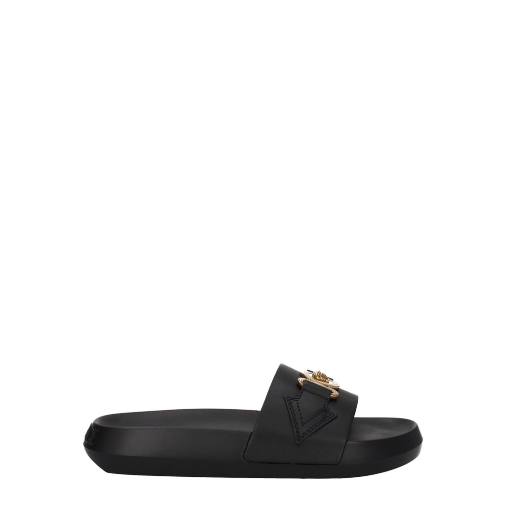 Versace Black Leather Slipper - Beyzy Store - Versace