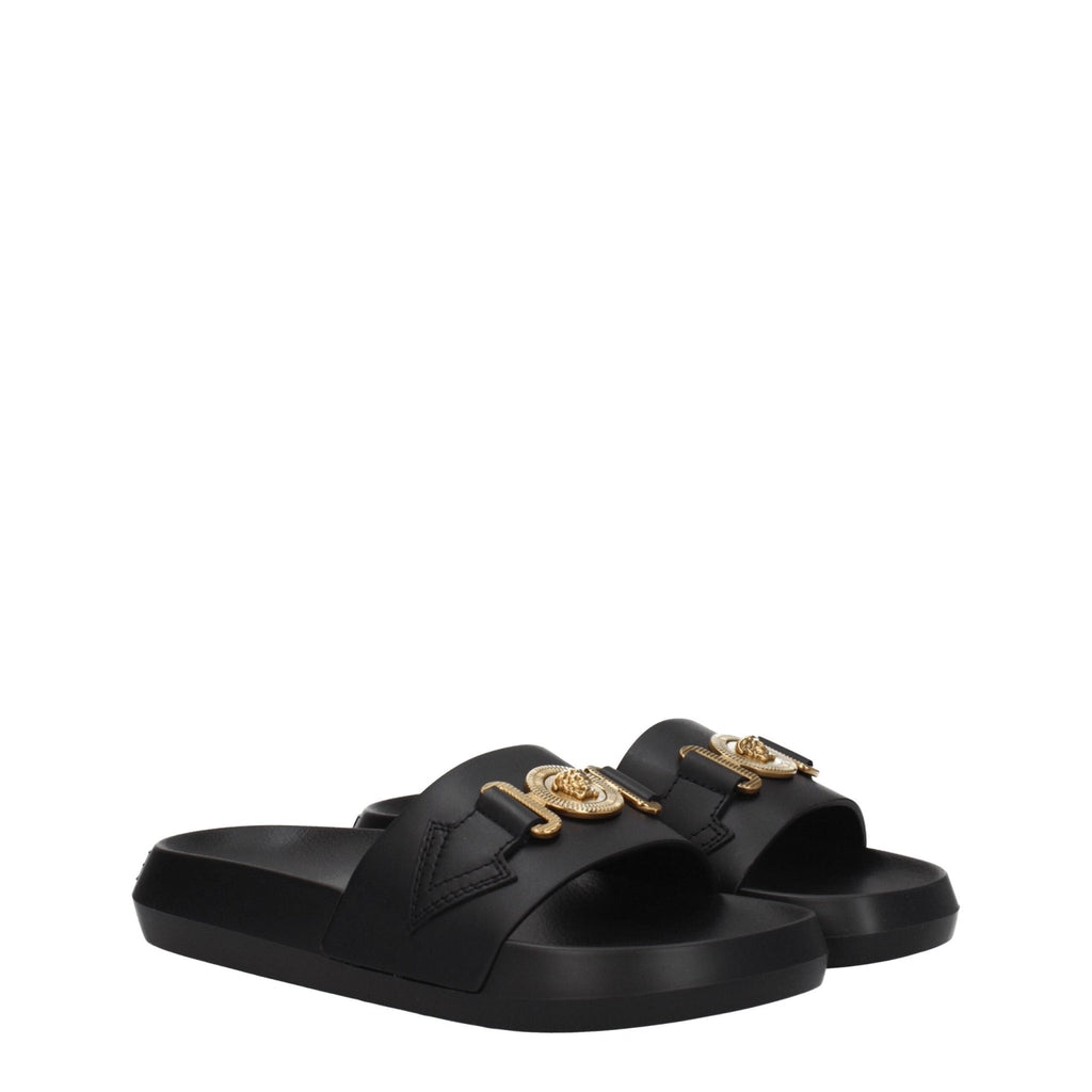 Versace Black Leather Slipper - Beyzy Store - Versace