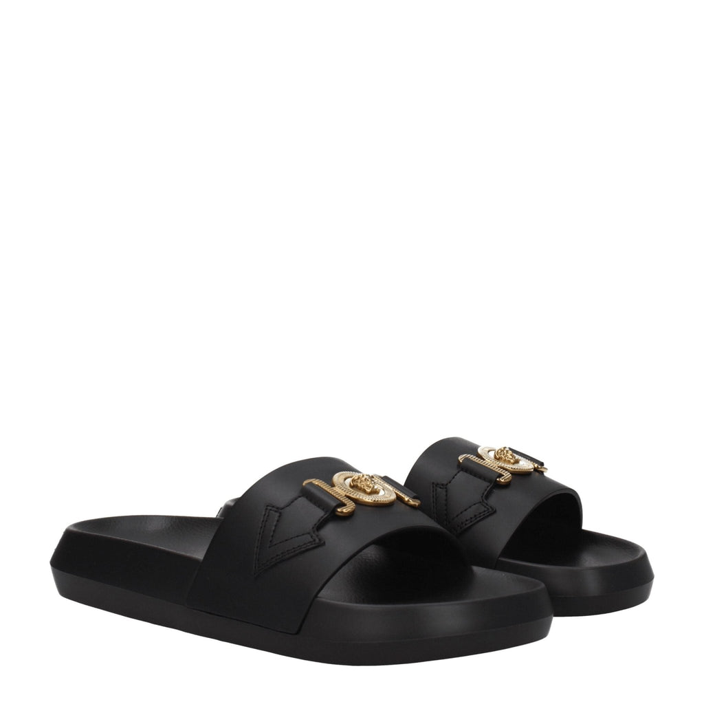 Versace Black Leather Slipper - Beyzy Store - Versace