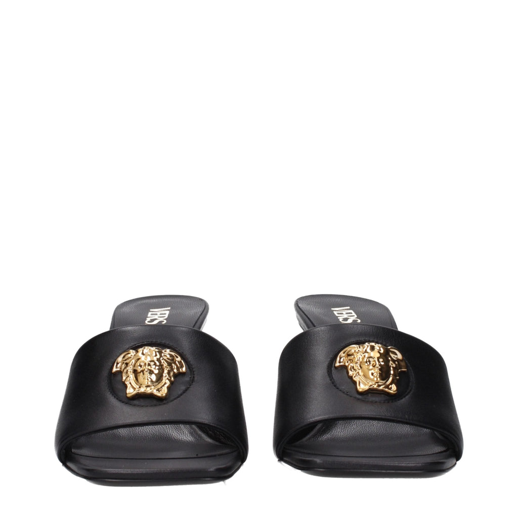 Versace Black Leather Stiletto Heels Sandals - Beyzy Store - Versace