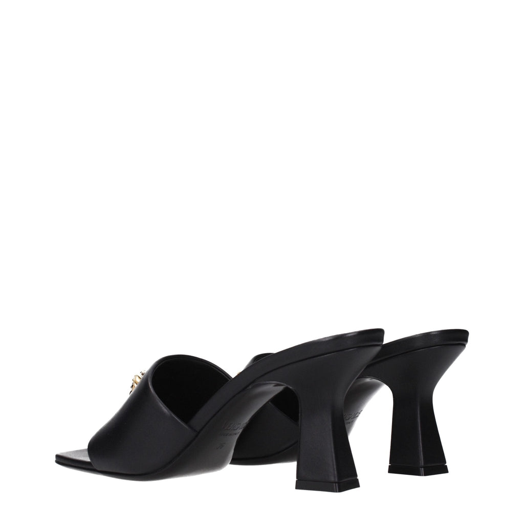 Versace Black Leather Stiletto Heels Sandals - Beyzy Store - Versace