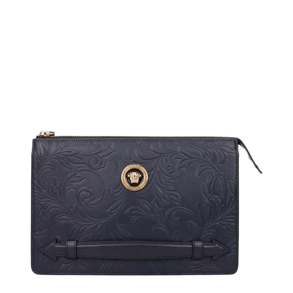 Versace Blue Leather Clutch Bags - Beyzy Store - Versace