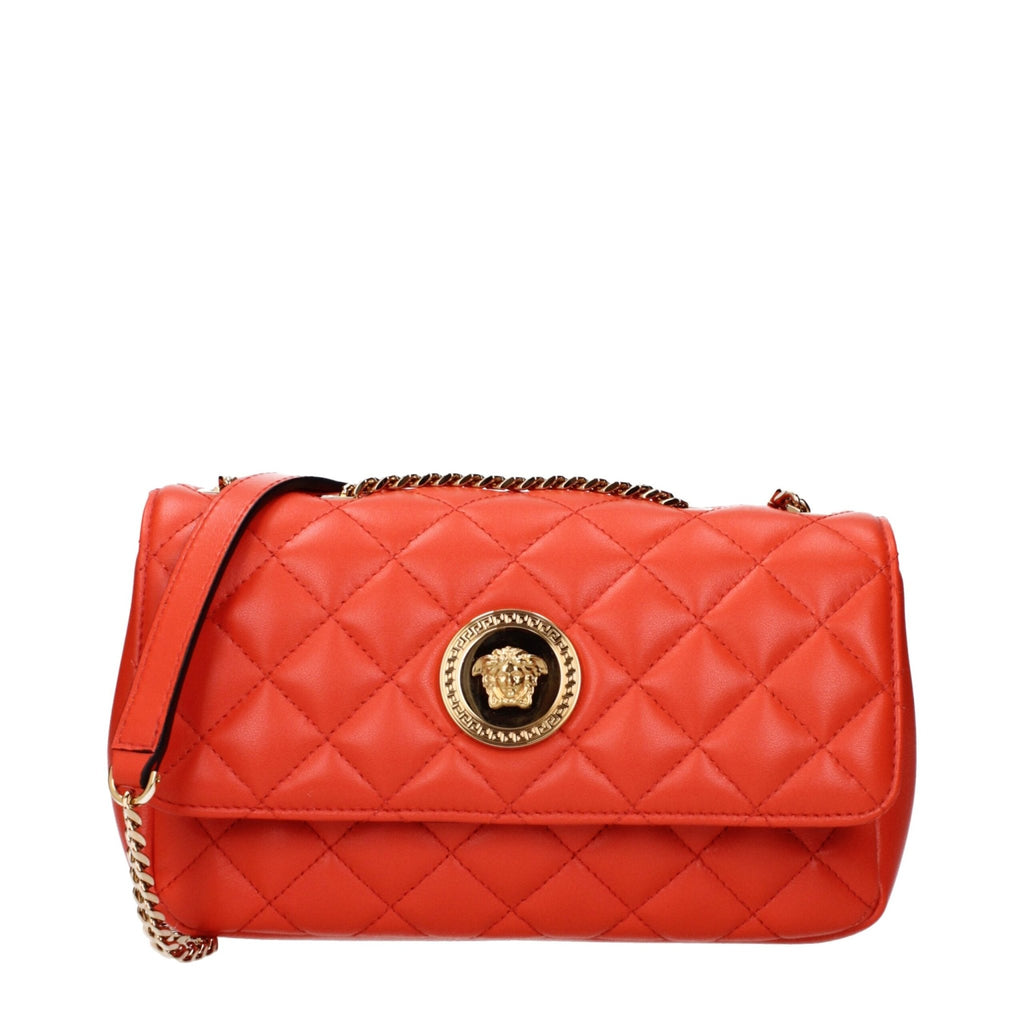 Versace Orange Leather Shoulder Bags - Beyzy Store - Versace