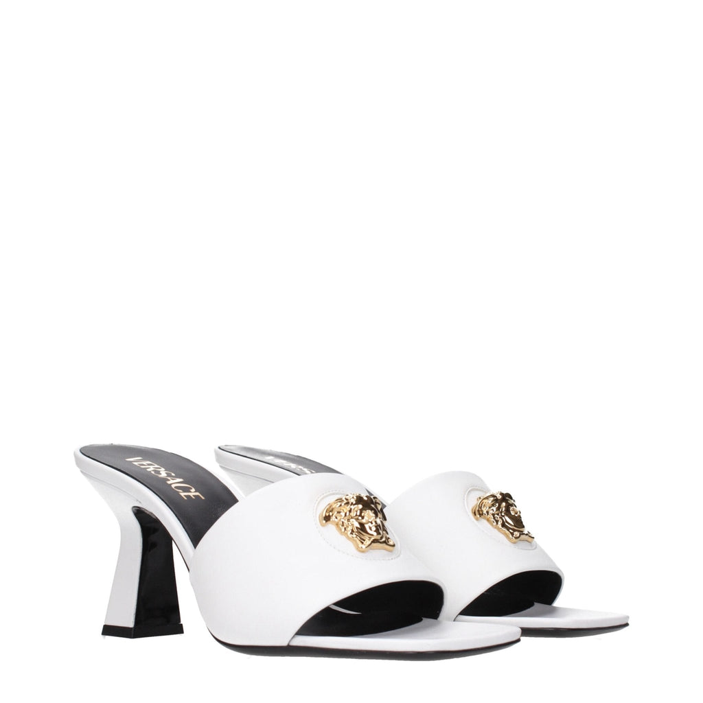 Versace White Leather Stiletto Heels Sandals - Beyzy Store - Versace